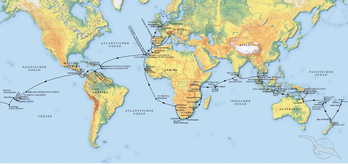 Karte Weltreise ARTANIA 2026 2027